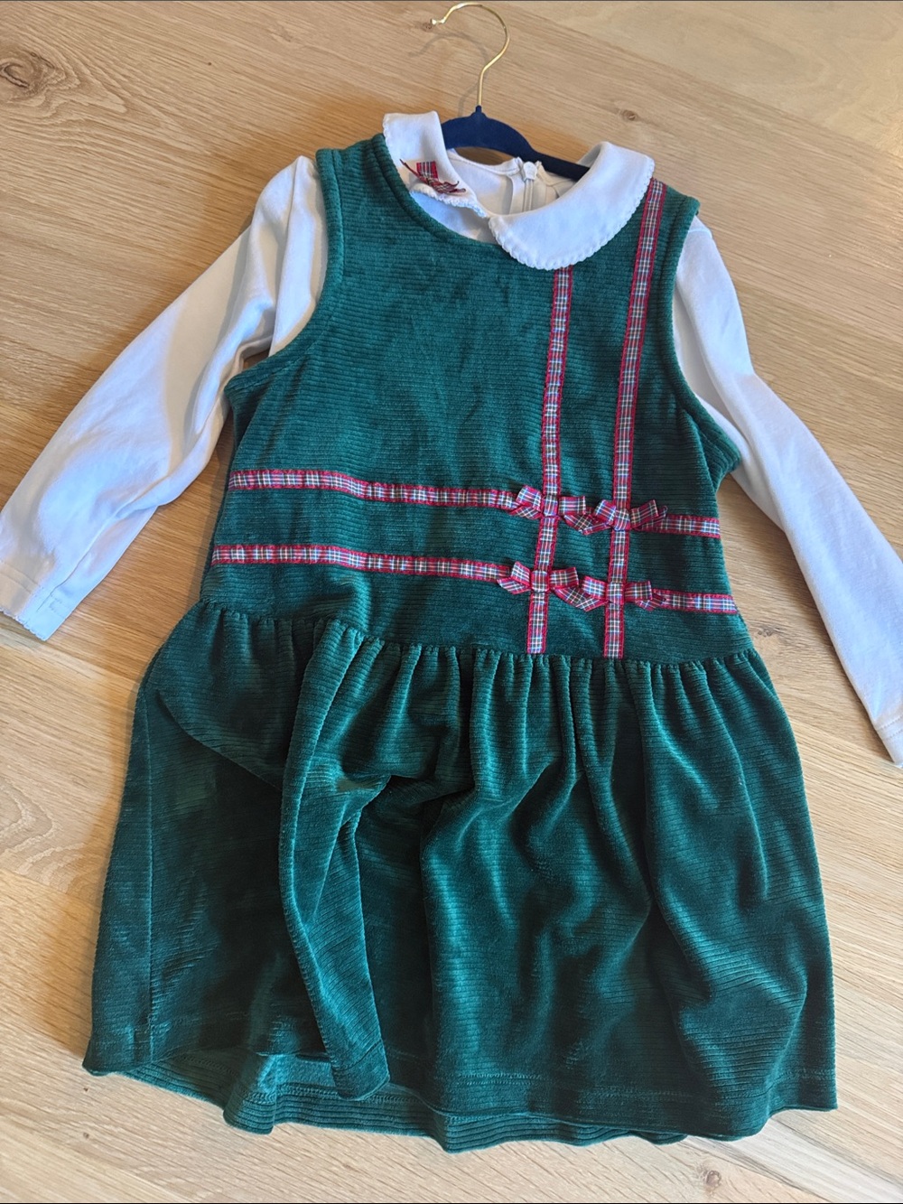 Florence Eiseman Green Corduroy Holiday Jumper with White Top